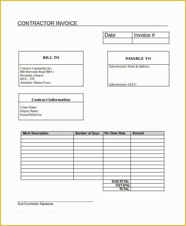 Free Printable Construction Invoice Template Of 33 Free Invoices