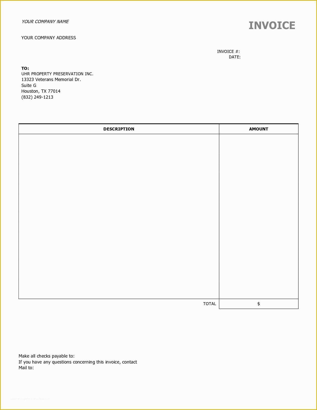 Free Printable Construction Invoice Template Of Blank Contractor Invoice Invoice Template Ideas