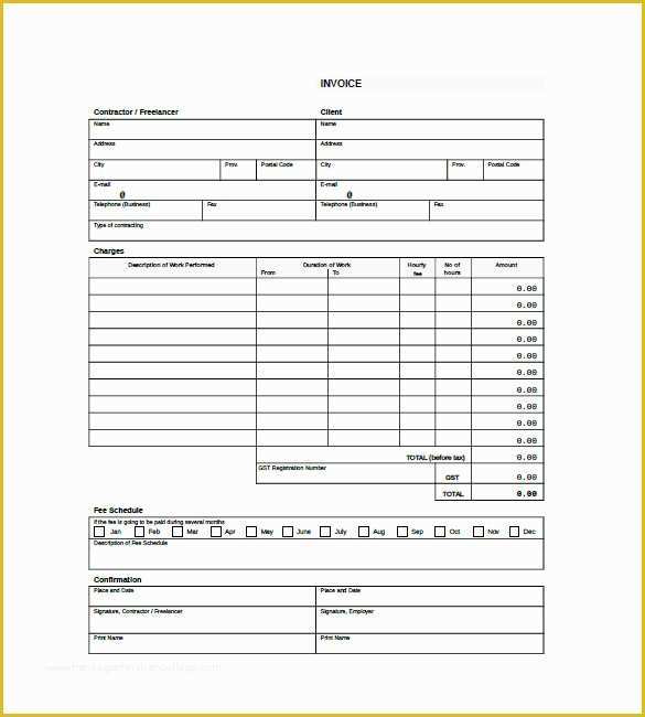 Free Printable Construction Invoice Template Of Free Contractor Invoice Templates