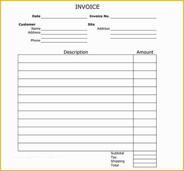 Free Printable Construction Invoice Template Of Invoice Blank