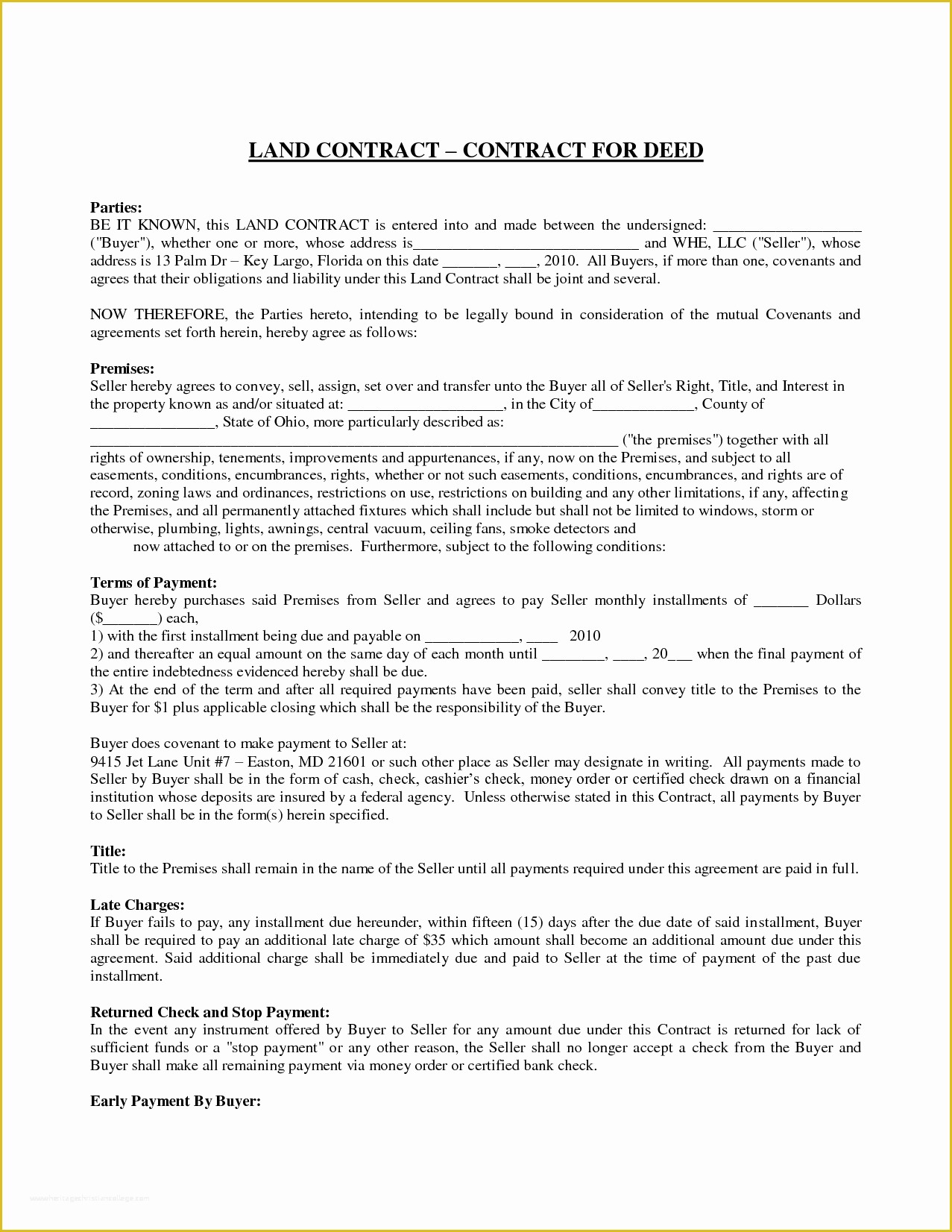 Free Printable Contract for Deed Template Of Best Ideas 8 Land Contract Template Perfect Sample