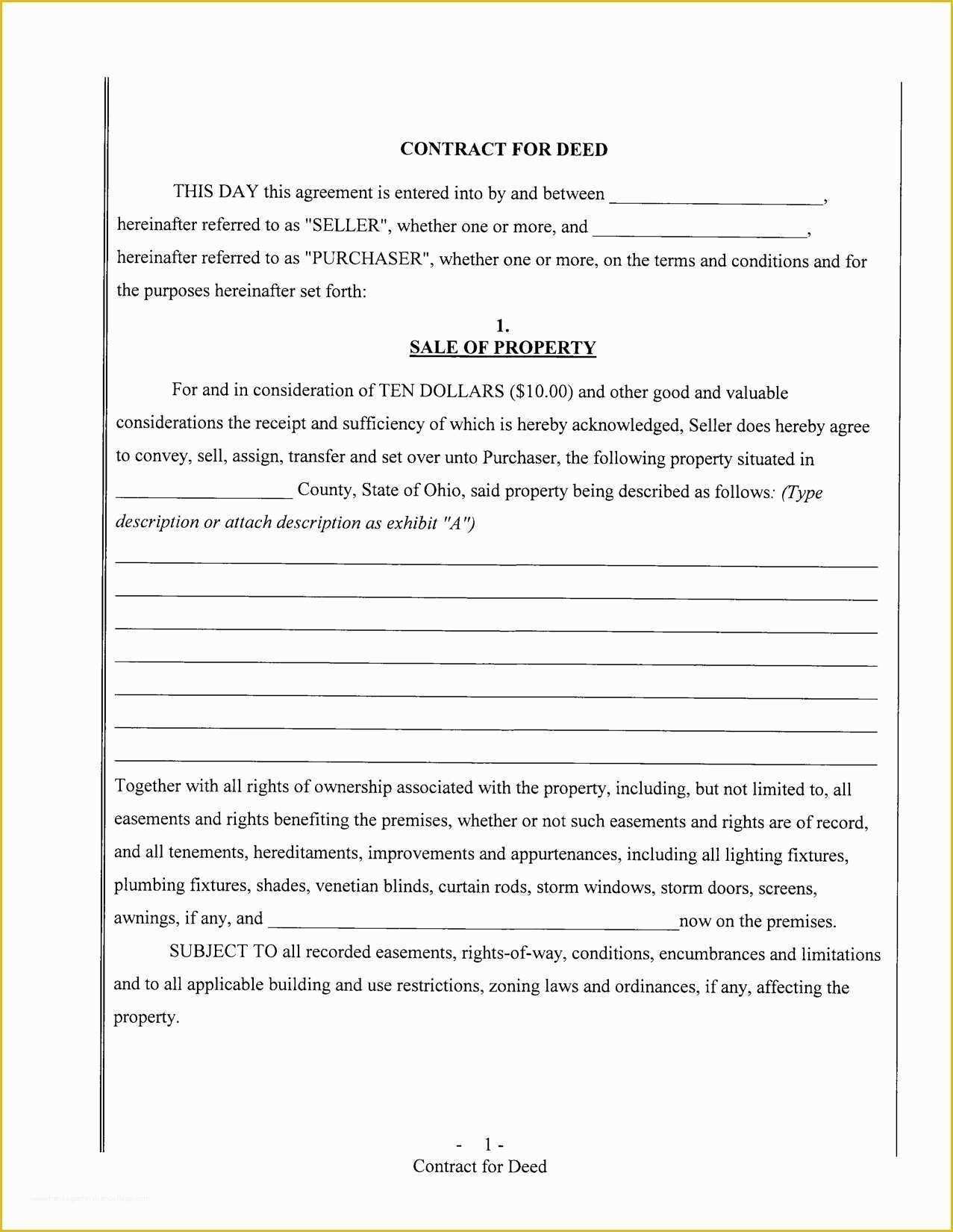 Free Printable Contract for Deed Template Of Free Contract for Deed Template Beepmunk