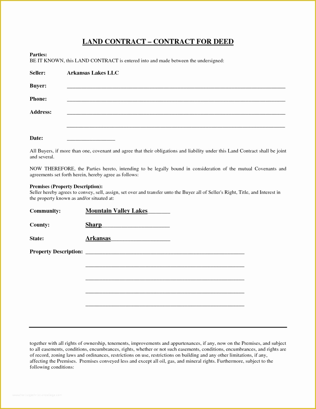 Free Printable Contract for Deed Template Of Professional Blank Land Contract Template Example Between