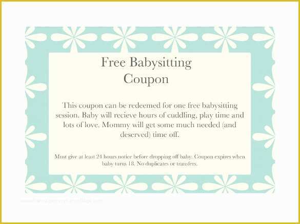 Free Printable Coupon Templates Of 10 Baby Sitting Coupon Templates – Free Sample Example