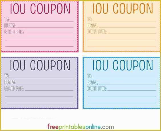 Free Printable Coupon Templates Of Colorful Free Printable Iou Coupons Diy