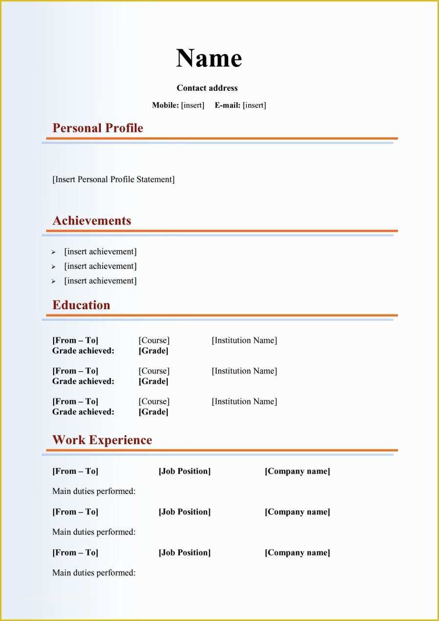 Free Printable Curriculum Vitae Template Of 48 Great Curriculum Vitae Templates & Examples Template Lab