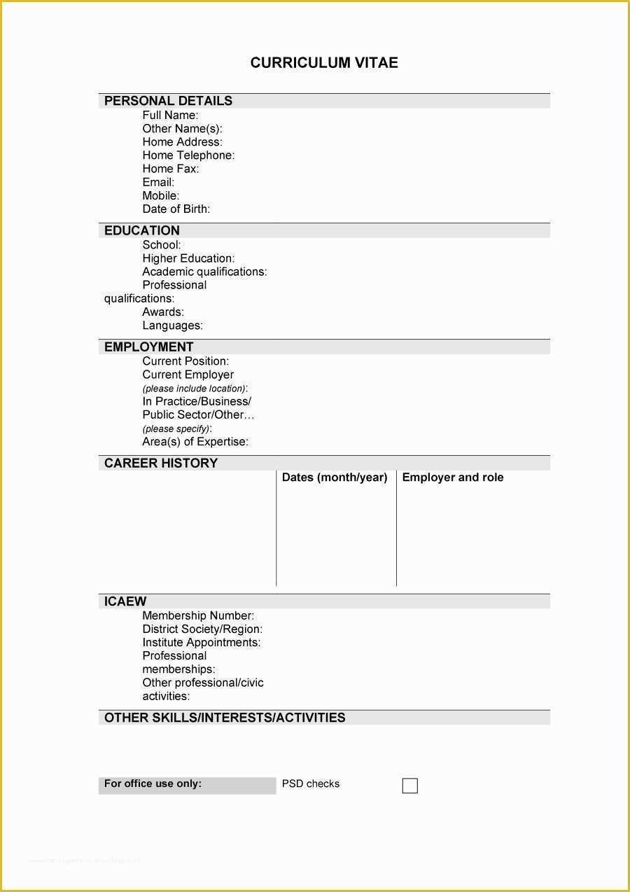 Free Printable Curriculum Vitae Template Of 48 Great Curriculum Vitae Templates & Examples Template Lab