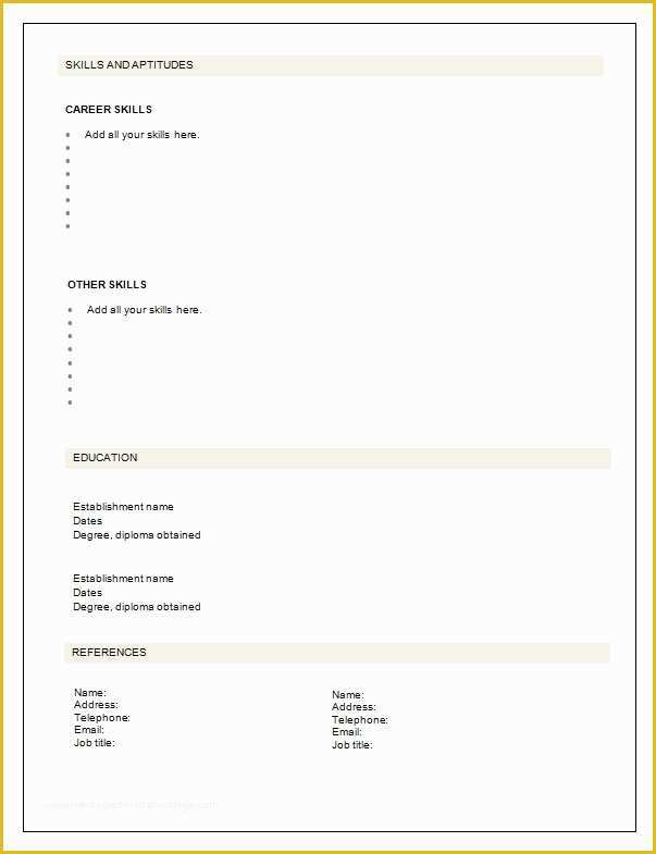 Free Printable Curriculum Vitae Template Of Blank Resume Template Beepmunk