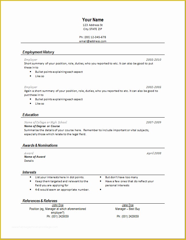 Free Printable Curriculum Vitae Template Of Curriculum Vitae Sample Microsoft Word Azwg