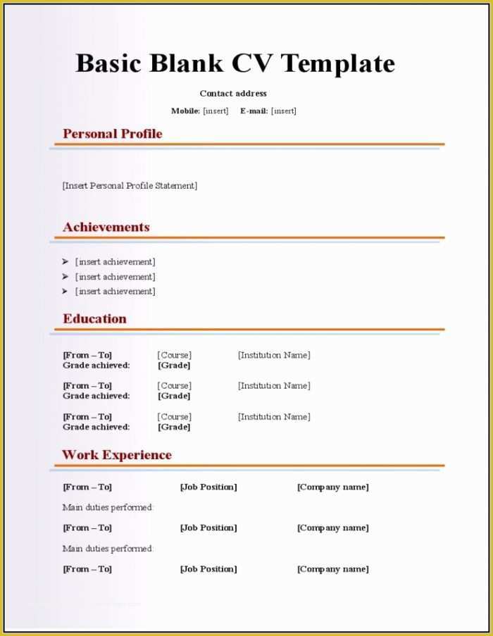 Free Printable Curriculum Vitae Template Of Free Blank Resume Template Pdf Resume Resume Examples