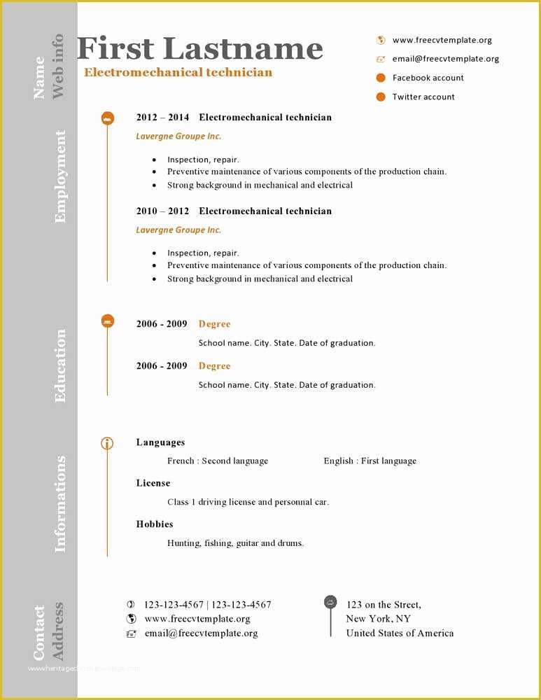 Free Printable Curriculum Vitae Template Of Free Cv Resume Templates 473 to 479 – Free Cv Template