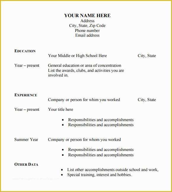 Free Printable Curriculum Vitae Template Of Sample Blank Cv 6 Documents In Pdf Word