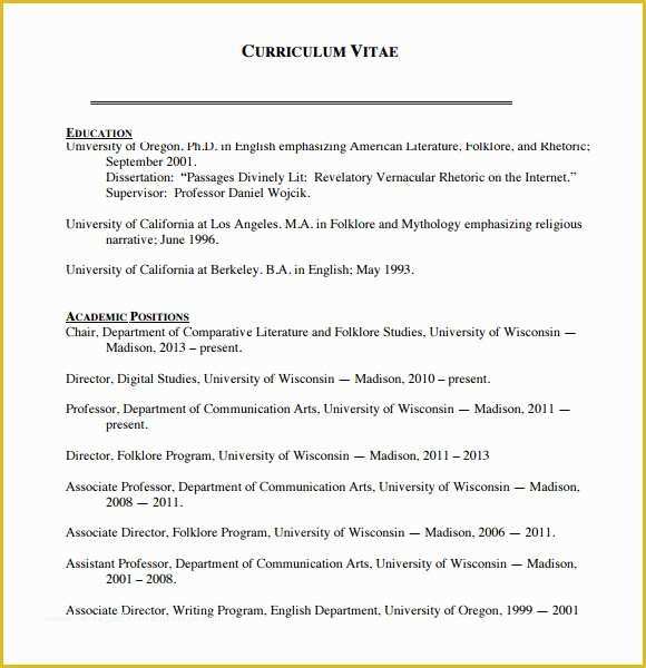 Free Printable Curriculum Vitae Template Of Sample Blank Cv Template 6 Documents In Pdf Word