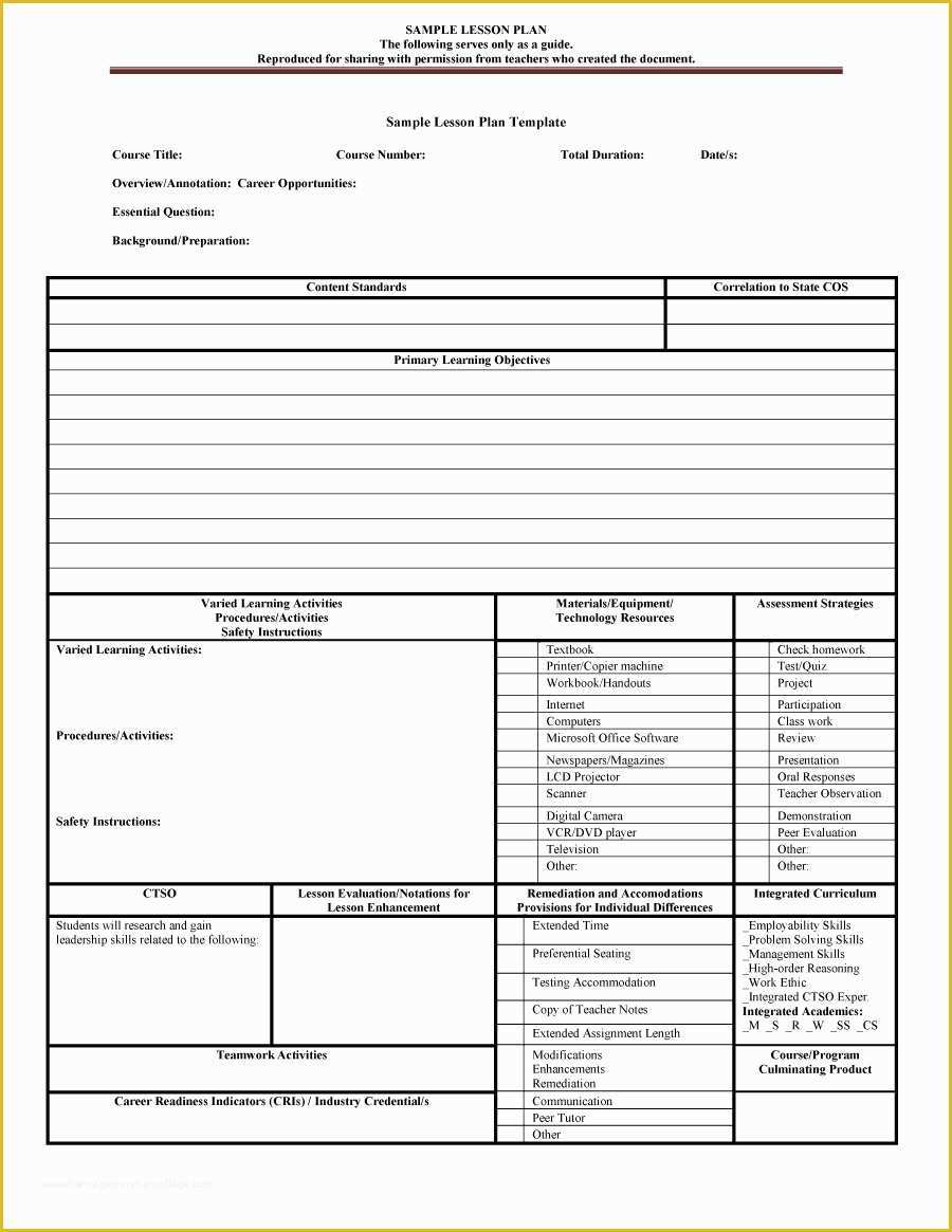 Free Printable Daily Lesson Plan Template Of 44 Free Lesson Plan Templates [ Mon Core Preschool Weekly]