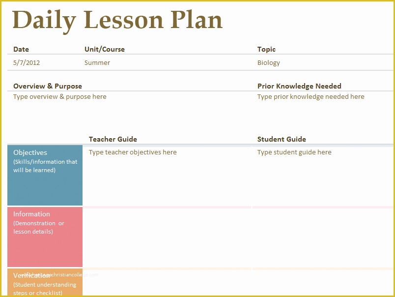 Free Printable Daily Lesson Plan Template Of 8 Free Printable Lesson Plan Template Bookletemplate