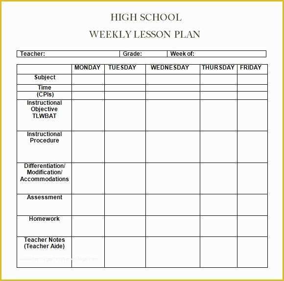 Free Printable Daily Lesson Plan Template Of 9 Sample Weekly Lesson Plans