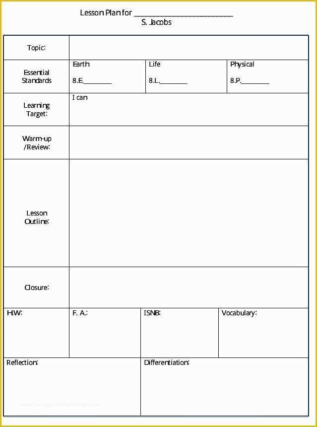 Free Printable Daily Lesson Plan Template Of Daily Lesson Plan Template