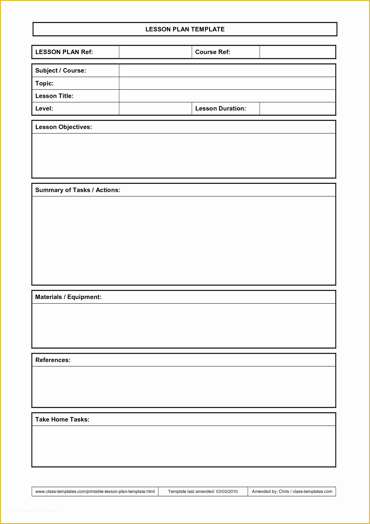 Free Printable Daily Lesson Plan Template Of Lesson Plan Template … Teaching Ideas