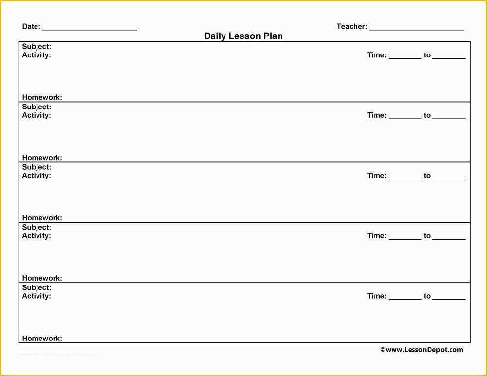 Free Printable Daily Lesson Plan Template Of Lesson Plans
