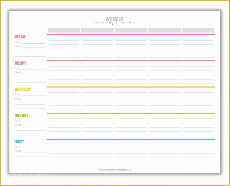 Free Printable Daily Lesson Plan Template Of My Strawberry Baby Free Printable Weekly Lesson Plan