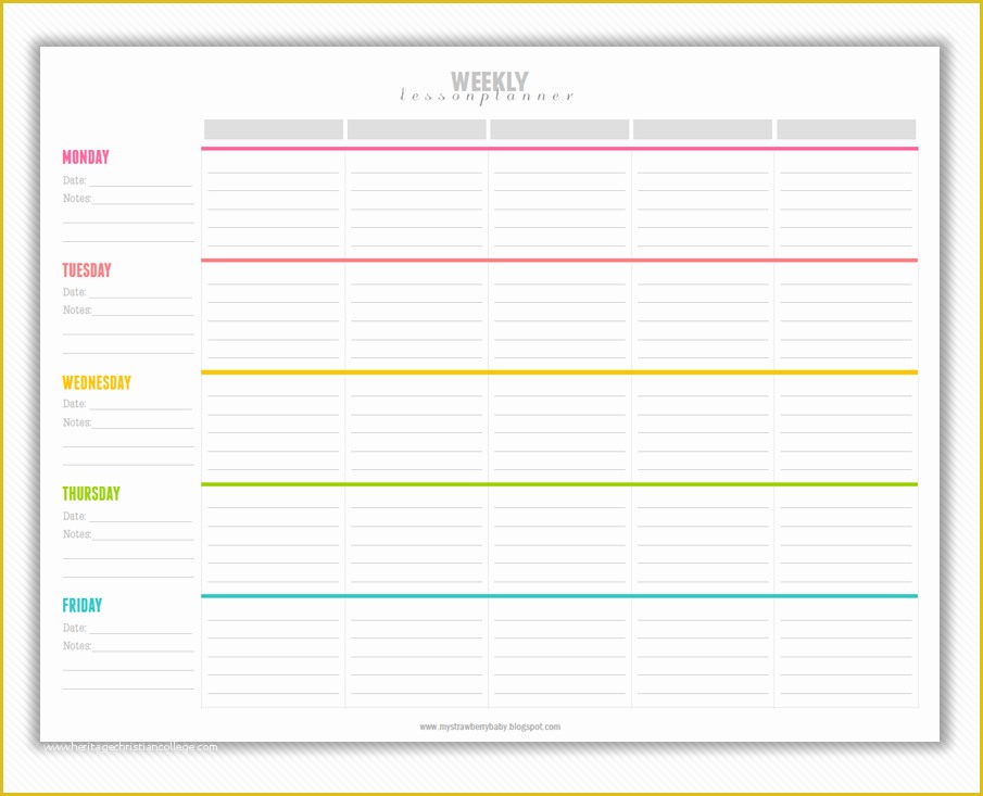 Free Printable Daily Lesson Plan Template Of My Strawberry Baby Free Printable Weekly Lesson Plan