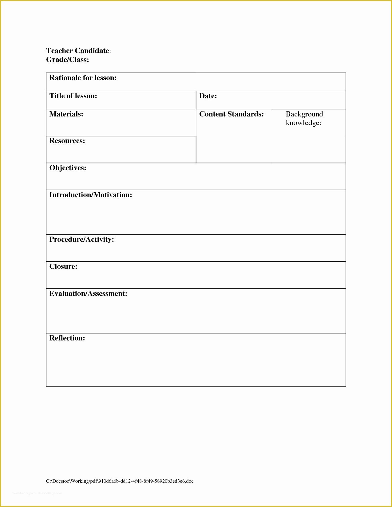 Free Printable Daily Lesson Plan Template Of Printable Blank Lesson