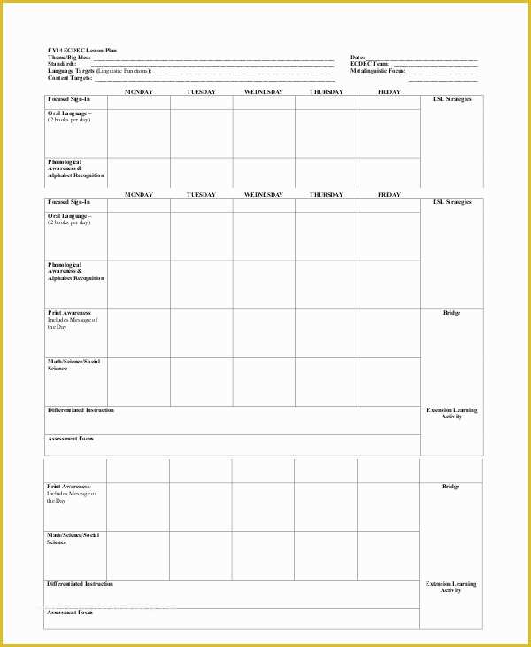 Free Printable Daily Lesson Plan Template Of Printable Lesson Plan 7 Free Word Pdf Documents