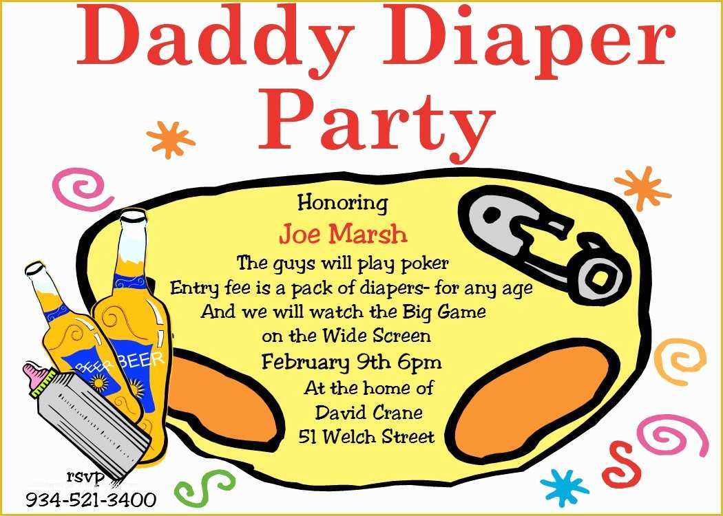 Free Printable Diaper Invitation Template Of Daddy Diaper Party Invitations New Selections Spring 2018