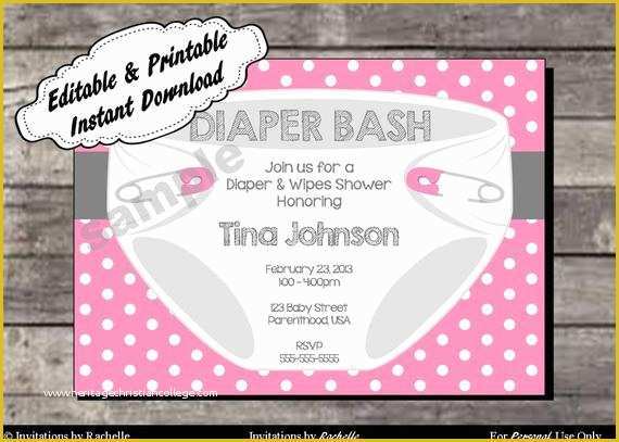 Free Printable Diaper Invitation Template Of Diaper Invitation for Baby Shower or Diaper Bash