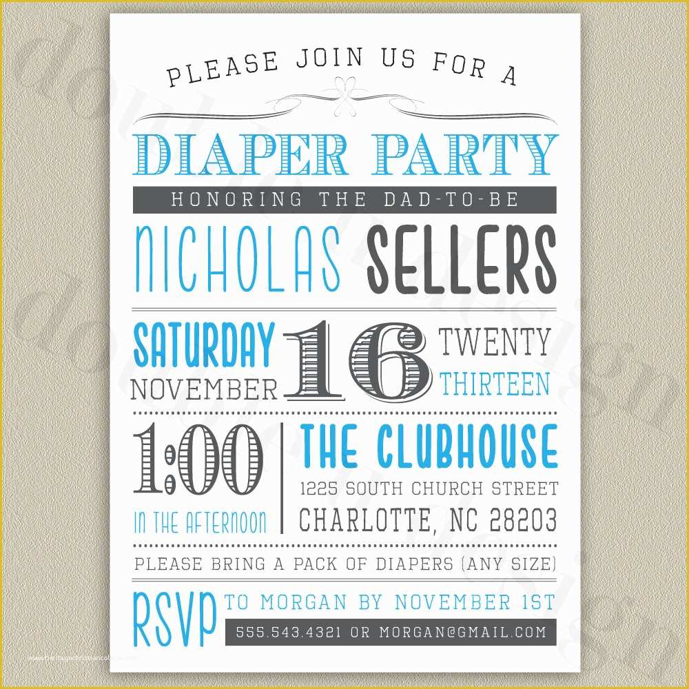 Free Printable Diaper Party Invitation Templates Of Diaper Party Printable Invitation with Color by Doubleudesign