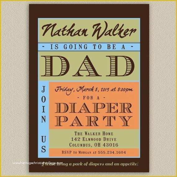 Free Printable Diaper Party Invitation Templates Of Diaper Party Shower for Dad Printable Invitation with Color