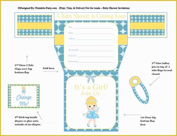 Free Printable Diaper Party Invitation Templates Of Girls Diaper Baby Shower Invitations