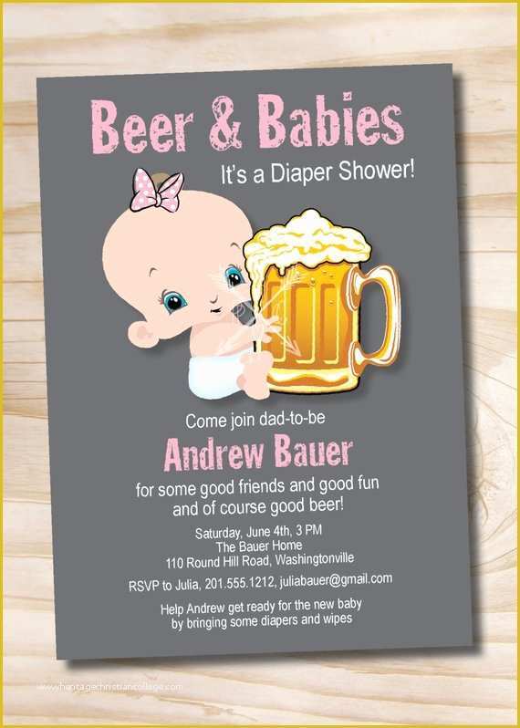 Free Printable Diaper Party Invitation Templates Of Man Shower Beer and Babies Diaper Party Invitation Printable