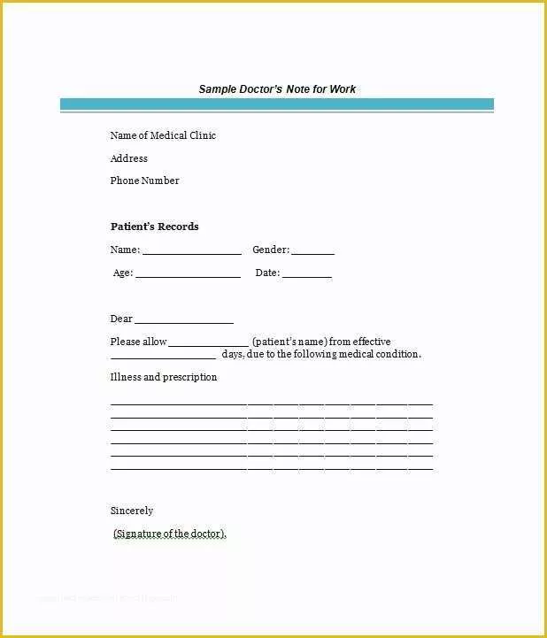 Free Printable Doctors Notes Templates Of 25 Free Doctor Note Excuse Templates Template Lab