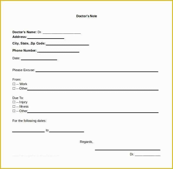 Free Printable Doctors Notes Templates Of 31 Doctors Note Templates Pdf Doc