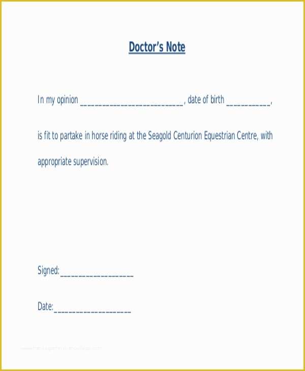 Free Printable Doctors Notes Templates Of 37 Free Doctors Note Templates