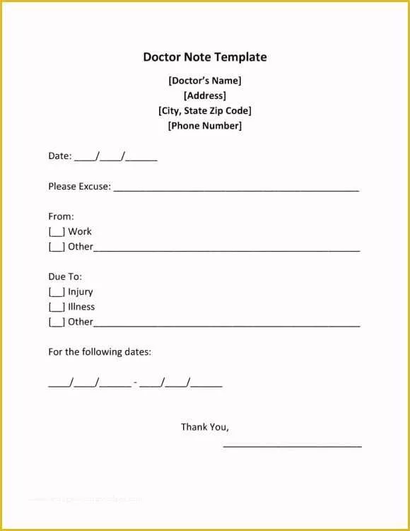 Free Printable Doctors Notes Templates Of 42 Fake Doctor S Note Templates for School & Work