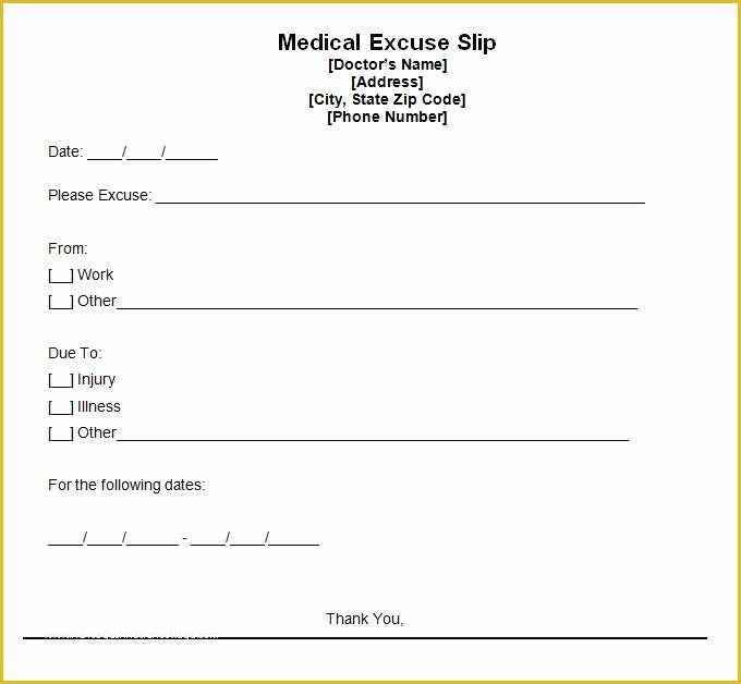 Free Printable Doctors Notes Templates Of Doctors Excuse Template