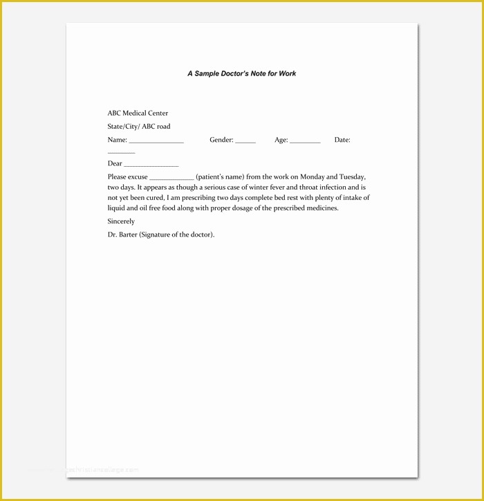 Free Printable Doctors Notes Templates Of Doctors Note Template 7 Fillable Notes for Word &amp; Pdf