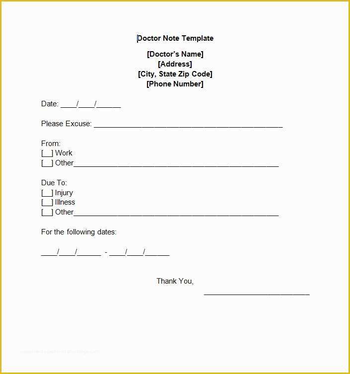 Free Printable Doctors Notes Templates Of Doctors Note Template