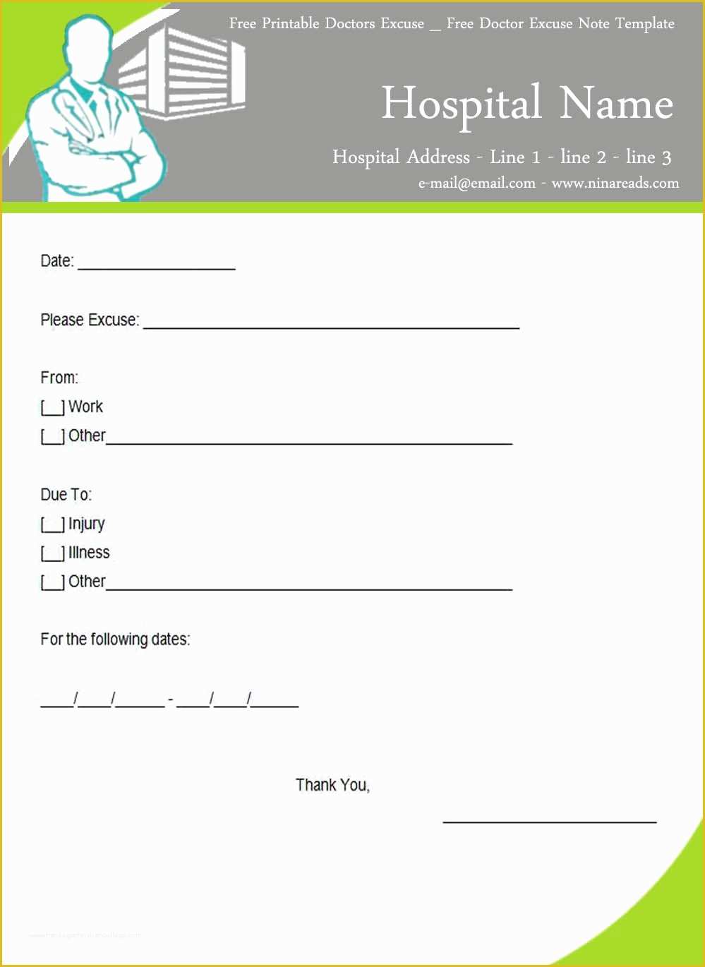 Free Printable Doctors Notes Templates Of Free Printable Doctors Excuse 