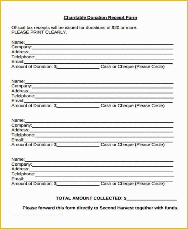 Free Printable Donation Receipt Template Of 36 Printable Receipt forms