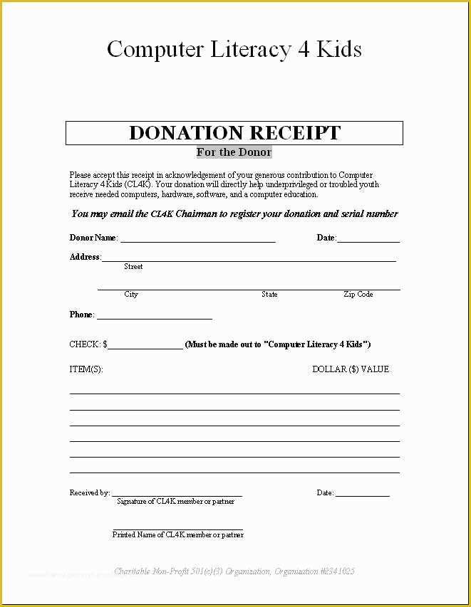 Free Printable Donation Receipt Template Of 4 Donation Receipt Templates Excel Xlts