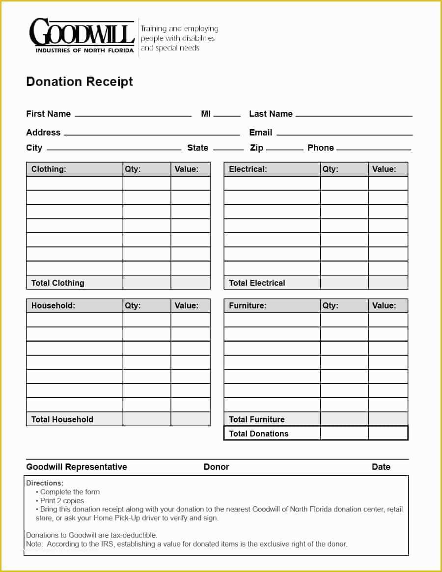 Free Printable Donation Receipt Template Of 40 Donation Receipt Templates &amp; Letters [goodwill Non Profit]