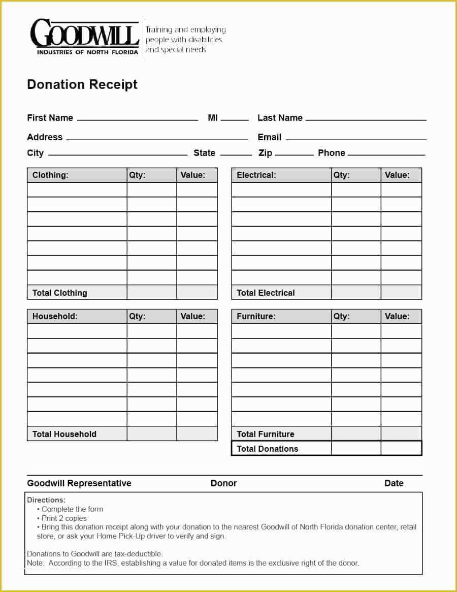 Free Printable Donation Receipt Template Of 40 Donation Receipt Templates & Letters [goodwill Non Profit]