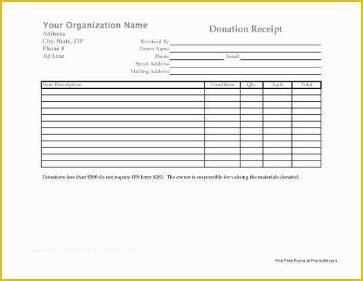 Free Printable Donation Receipt Template Of Free Donation Receipt From formville
