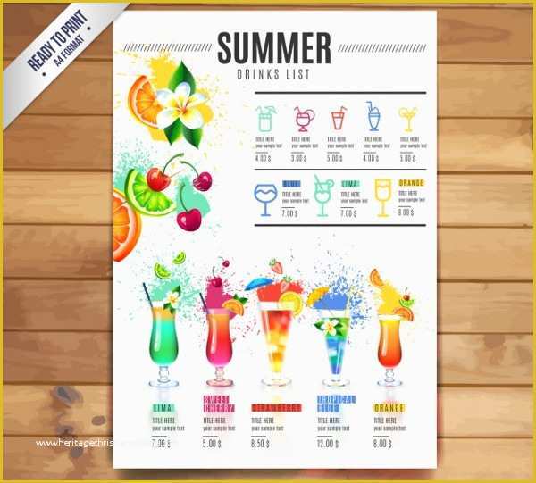 Free Printable Drink Menu Template Of 21 Cocktail Menu Templates Free & Premium Download
