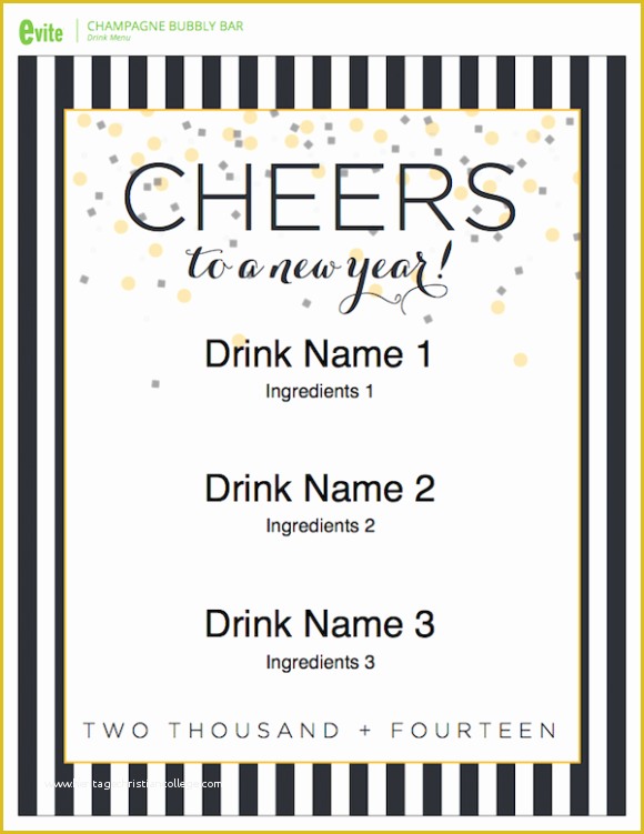 Free Printable Drink Menu Template Of 4 Easy Tips for Throwing A New Year S Eve Party