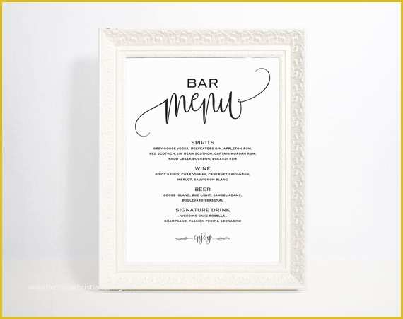 Free Printable Drink Menu Template Of Bar Menu Template Bar Menu Bar Menu Printable Bar Menu