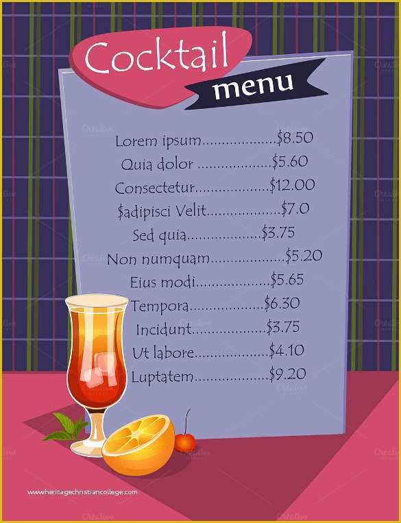 Free Printable Drink Menu Template Of Cocktail Menu Templates – 54 Free Psd Eps Documents